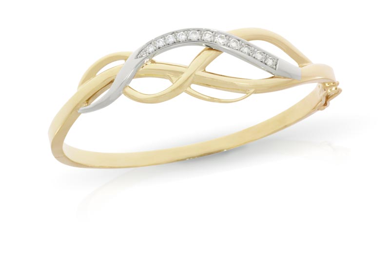 Armreif in Gelb- und Weißgold mit Brillanten