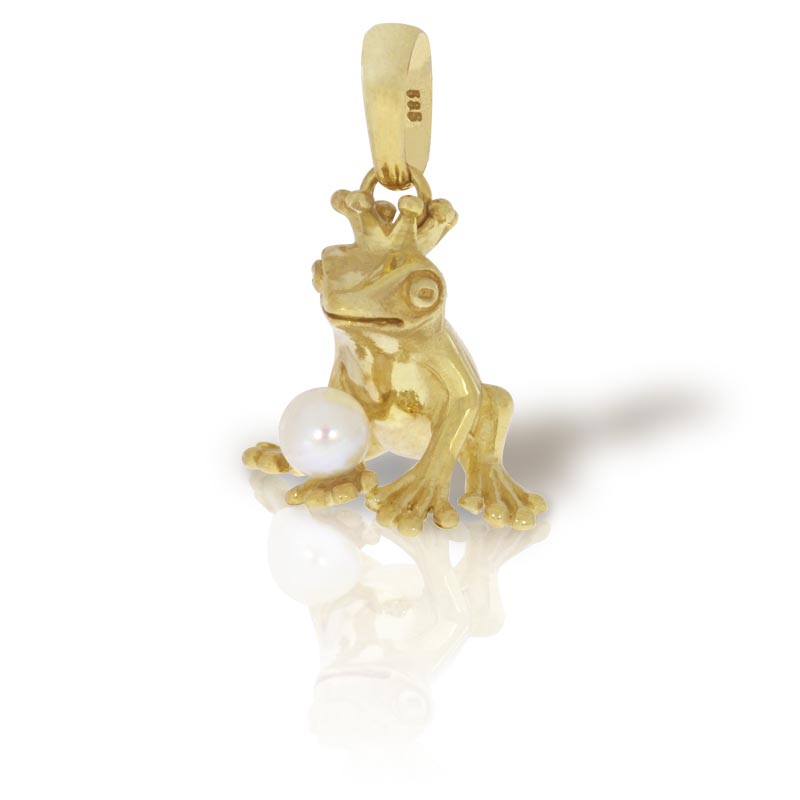 Anhänger mit Frosch und Akoya Perle