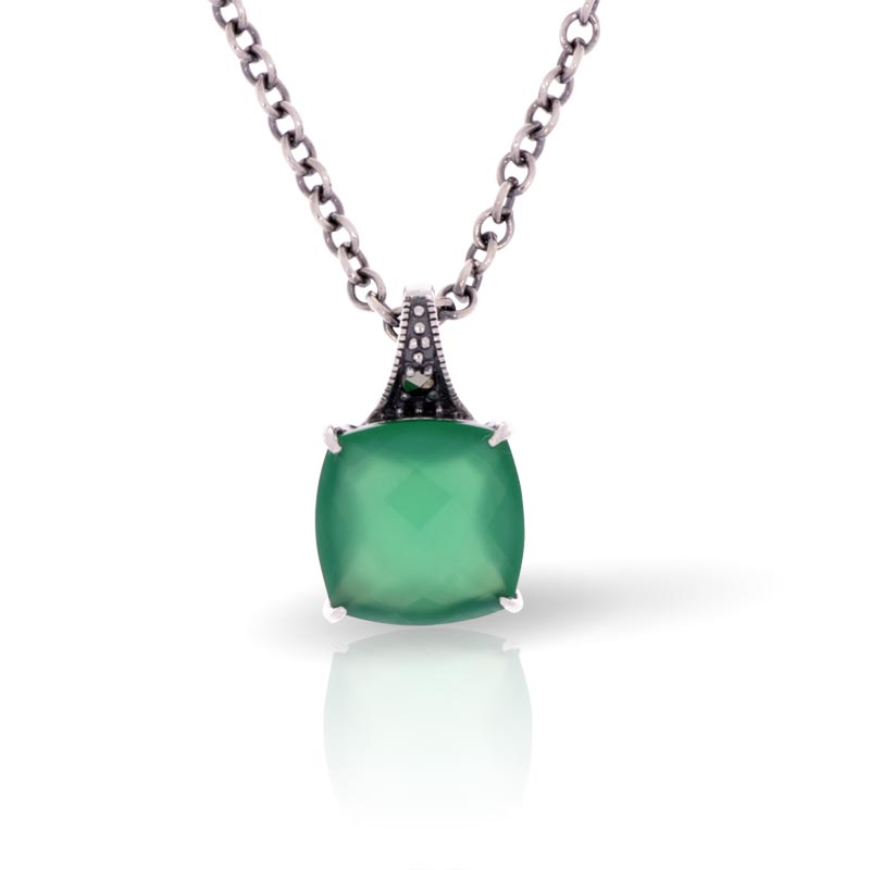 Anhänger in Silber mit Calcedon und Markasite